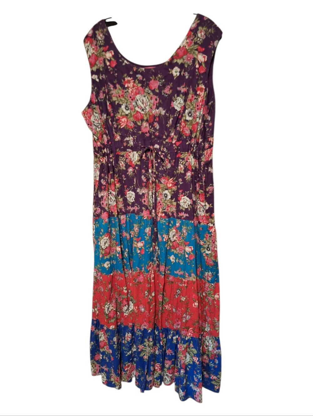 Woman Within Floral Patchwork Maxi Dress Ladies Large Cotton Bohemian Hippie
